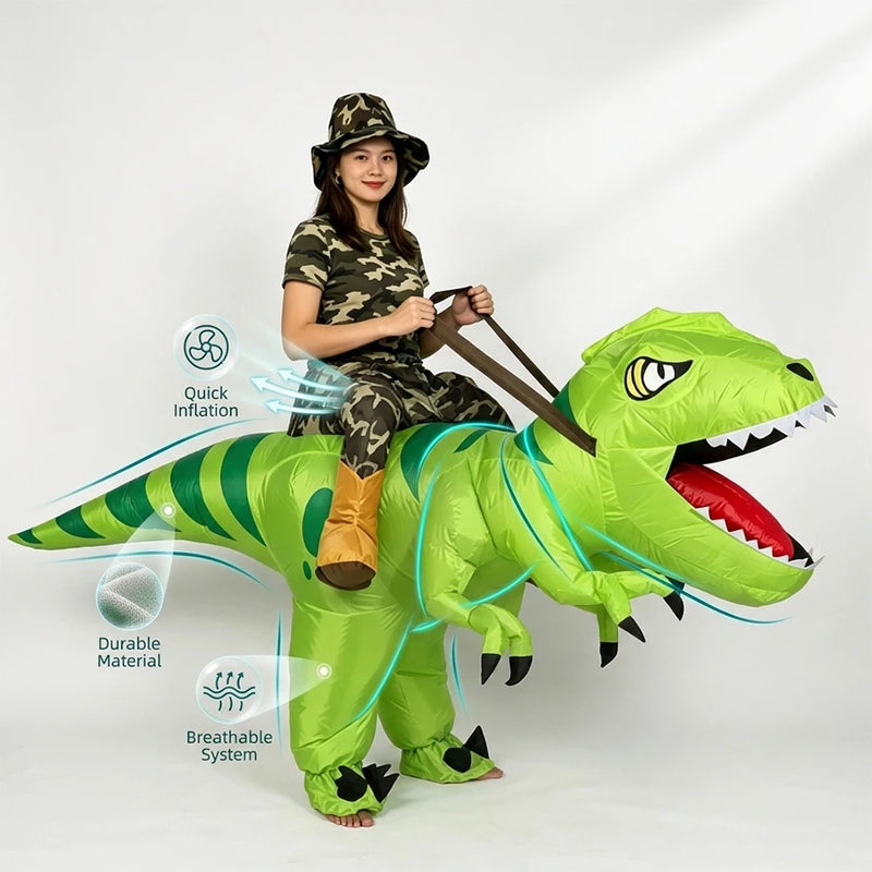 Costume T-Rex gonflable à chevaucher — adulte & enfant