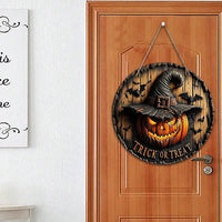 Pancarte en bois Halloween - citrouille et fantôme