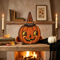 Figurine en bois Halloween - chat, citrouille ou squelette