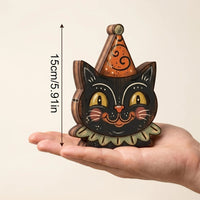 Figurine en bois Halloween - chat, citrouille ou squelette