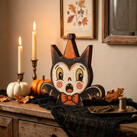 Figurine en bois Halloween - chat, citrouille ou squelette