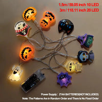 Halloween LED String Lights — Ghosts, Pumpkins & Cats