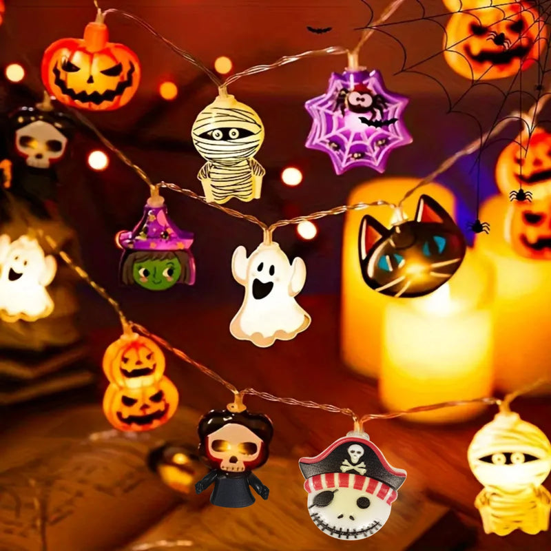 Halloween LED String Lights — Ghosts, Pumpkins & Cats